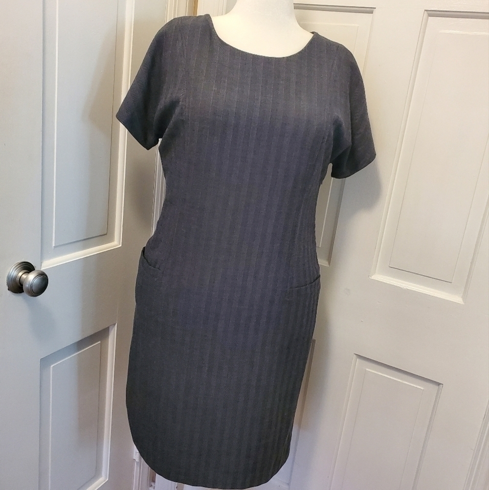 Apostrophe Pinstripe/Herringbone Print Dress Size 12, Classic, Business